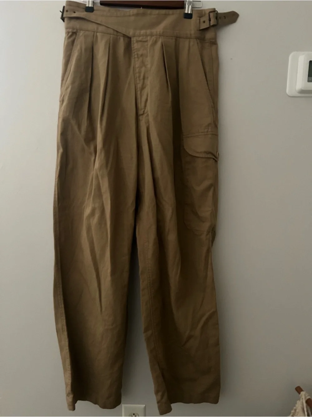 Banana Republic Heritage Explorer High-Waist Pleated Khaki Wide-Leg linen Pants